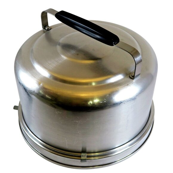 1960s-70s Mirro Aluminum Cake Safe 2002 KM Made in USA Mid-Century Kitchen - Picture 2 of 9